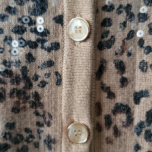 Charter Club sequin leopard print button-down cardigan - Picture 8 of 10